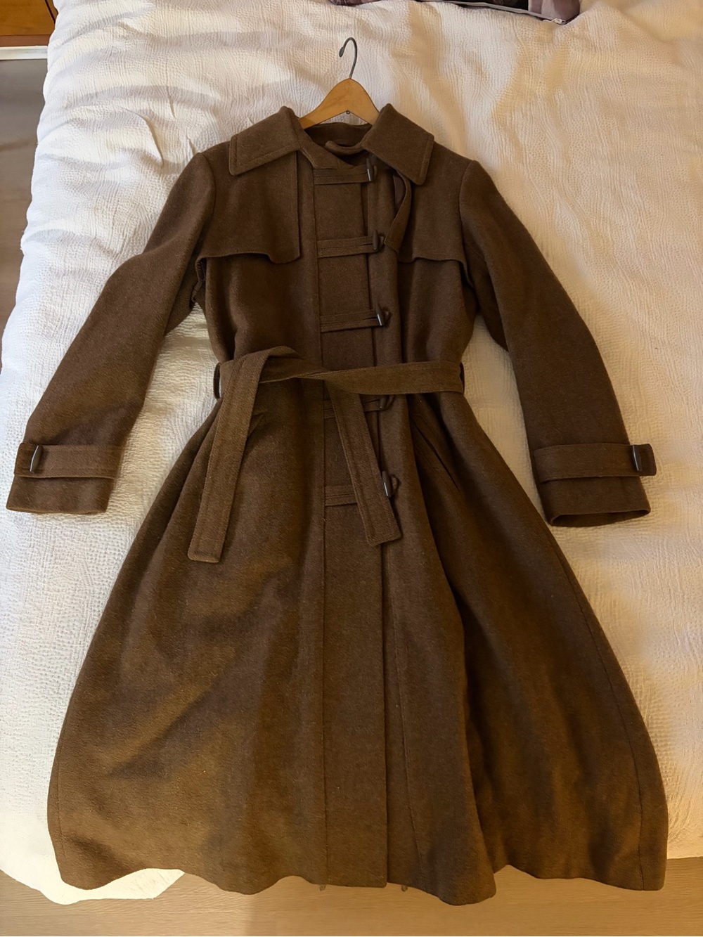 Vintage Brown Wool Belted Pea Coat